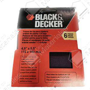 Black & Decker Lija 1/4 Hoja 115x140mm X6 G. Surt