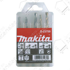 Makita Set  5 Mechas Hex X 1/4  Met 5,6, Mad 5,6 Manp 6mm