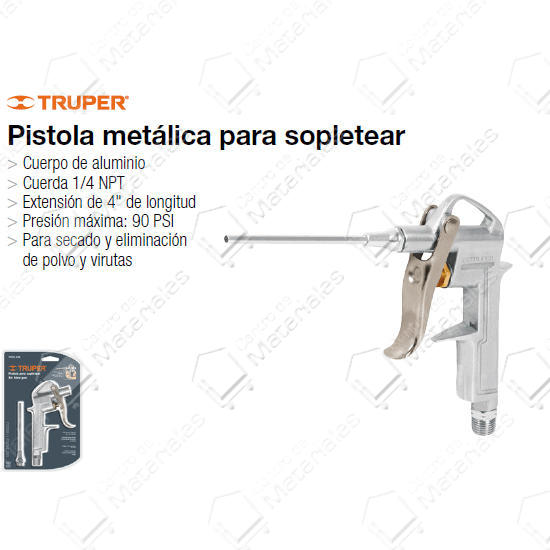 Truper Pistola Para Sopletear Pico Largo 1/4"