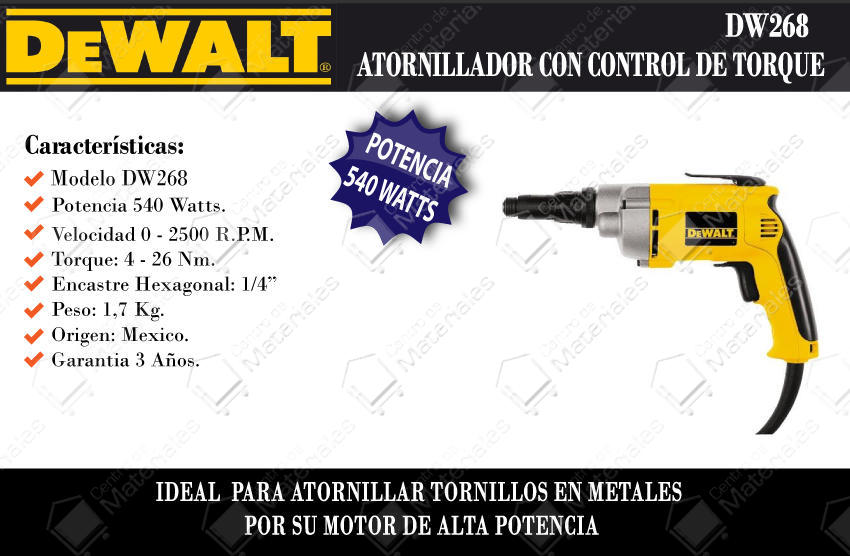 Dewalt Atornillador Control Torque 540w Dw268