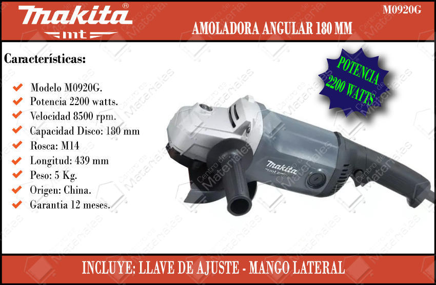 Makita Amoladora Mt 180mm 2200 Watts