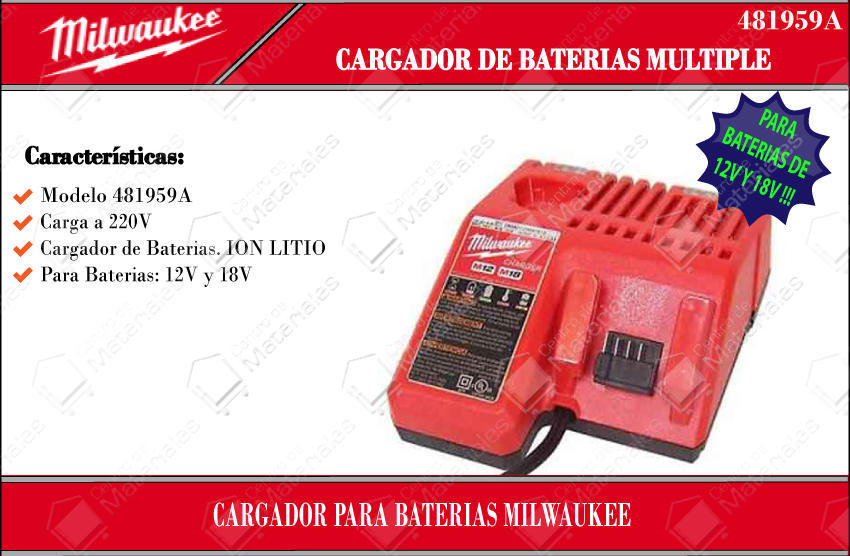 Milwaukee Cargador Bateria Multiple V V Litio Centro De Materiales