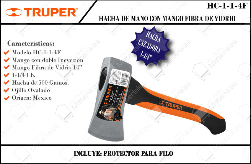 Truper Hacha De Mano Cabo Fibra De Vidrio 500grs 14951 Centro De