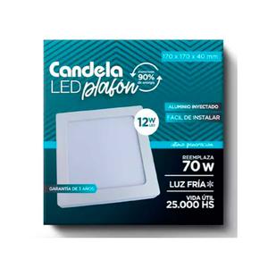 Panel Led Cuadrado Aplicar 12w Luz Fria 170x170x40mm Candela