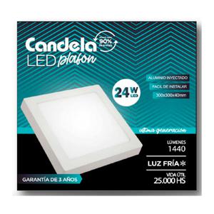 Panel Led Cuadrado Aplicar 24w Luz Fria 1440lm 300x300x40mm Candela