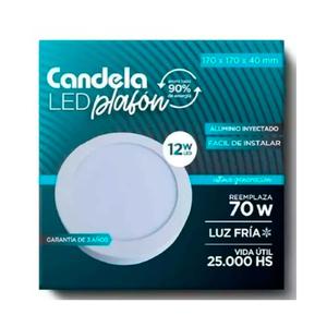 Panel Led Circular Aplicar 12w Luz Fria 170x170x40mm Candela