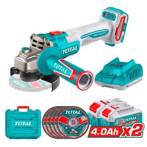 Total Amoladora 115 Mm 20v ( 2 Baterias - Cargador - Maletin )
