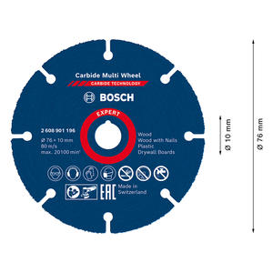 Bosch Disco Multiproposito Para Amoladora Gws12v-76 (76x10mm)
