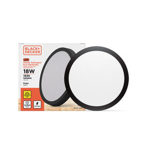 Panel Led Redondo Aplicar 18w Luz Calida (negro) Black+decker