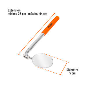 Truper Espejo De Inspeccion Circular Extensible Luz Led