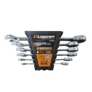 Lusqtoff Set   6 Llaves Combinadas Milimetricas Con Crique (8-10-12-13-14-17mm)