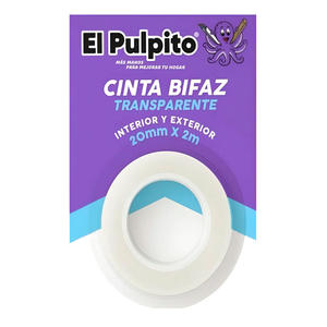 Cinta Doble Faz El Pulpito 20mm X 2mts Transparente