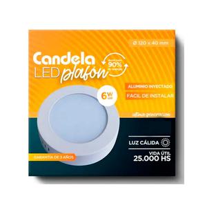 Panel Led Circular Aplicar 6w Luz Calida 360lm 120x40mm Candela