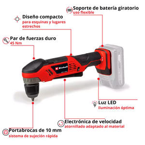 Einhell Taladro Angular 18v Mandril 10mm Te-ad 18 Li Solo (sin Bateria - Sin Cargador)