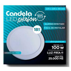 Panel Led Circular Aplicar 18w Luz Fria 225x225x40mm Candela