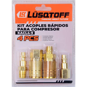 Lusqtoff Set   4 Piezas Acople Rapido 1/4 - (1 Conector M / 1 Acople H / 1 Acople M / 1 Conector H)