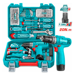 Total Atornillador Taladro 10mm - 12v + 148 Accesorios
