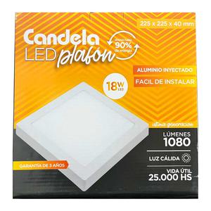 Panel Led Cuadrado Aplicar 18w Luz Calida 225x225x40mm Candela