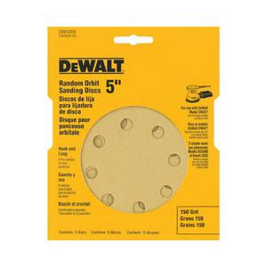 Dewalt Discos Lija 5'' 127mm150 Gr.fino 8 Orific X5un