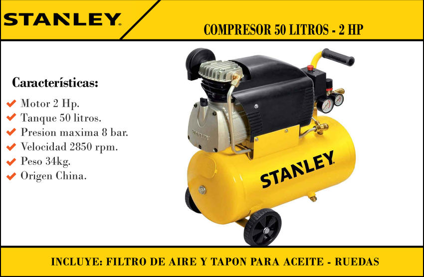 Stanley Compresor  50lt 2hp