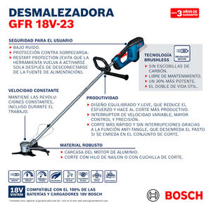 Bosch Bordeadora Desmlaezadora Inalambrica 18v Gfr 18v-23 (sin Bateria - Sin Cargador)