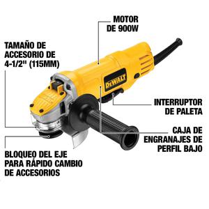 Dewalt Amoladora 115mm 900 W 12000rpm Gatillo Paleta (dwe4120)
