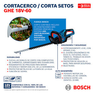 Bosch Cortacerco Inalambrico 18v Ghe 18v-60 (sin Bateria - Sin Cargador)