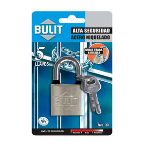 Bulit Candado Alta Seguridad Acero Niquelado 30 Mm (5 Llaves)