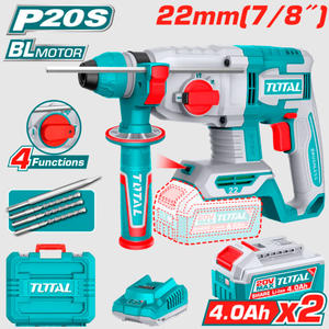 Total Martillo Rotativo 20v Sds Plus (2 Bateria 4ah - Cargador - Maletin)