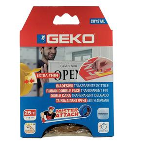 Geko Cinta Doble Faz Delgada 12 Mm X 25 Mts (extra Thin) - Crystal