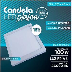 Panel Led Cuadrado Embutir 18w Luz Fria 1080lm 225x225x14mm Candela