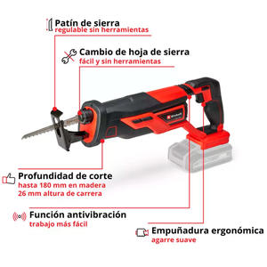 Einhell Sierra Sable 18v Te-ap 18/26 Li Solo (sin Bateria - Sin Cargador)