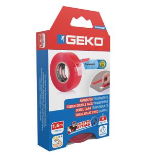 Geko Cinta Doble Faz 19 Mm X 1,5 Mts Soporta 9 Kg - Transparente