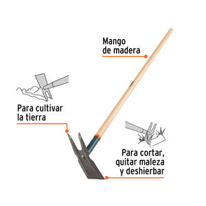 Truper Azada Dos Cuernos - Cabo Madera 137cm