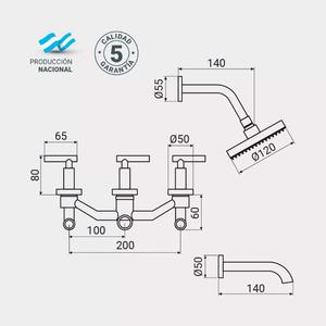 Ips Griferia Ducha Silver Con Transferencia Volante Lever