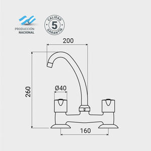 Ips Griferia Mesada Cocina Hydrogen Volante Redondo