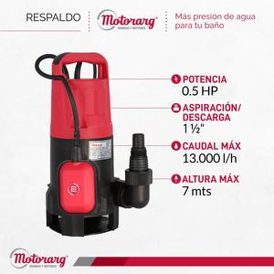Motorarg Bomba Sumergible Portatil Sap As 50 220v 0.5hp Agua Sucia