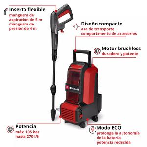 Einhell Hidrolavadora Inalambrica Hypresso 36/105 Li - 18v (sin Bateria/cargador)