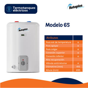 Termotanque Rotoplas  65 Lts Electrico Carga Inferior Y Superior E-ter65