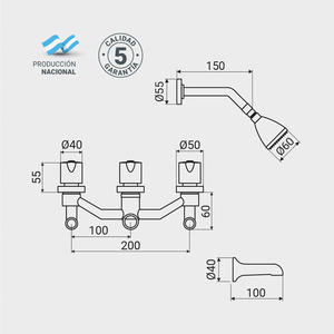 Ips Griferia Ducha Hydrogen Con Transferencia Volante Redondo