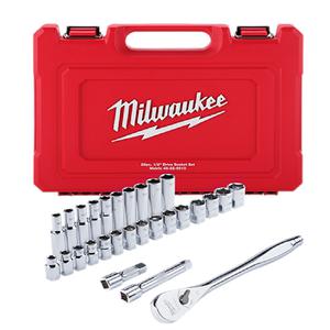 Milwaukee Set  28 Piezas Tubos Milimetricos - Llave Crique 1/2 + Maletin