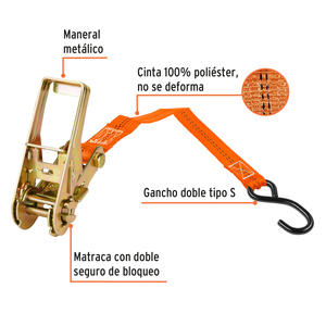 Truper Cinta Sujecion Carga 25mm 4mt. Car. Max 1125 Kg (par)